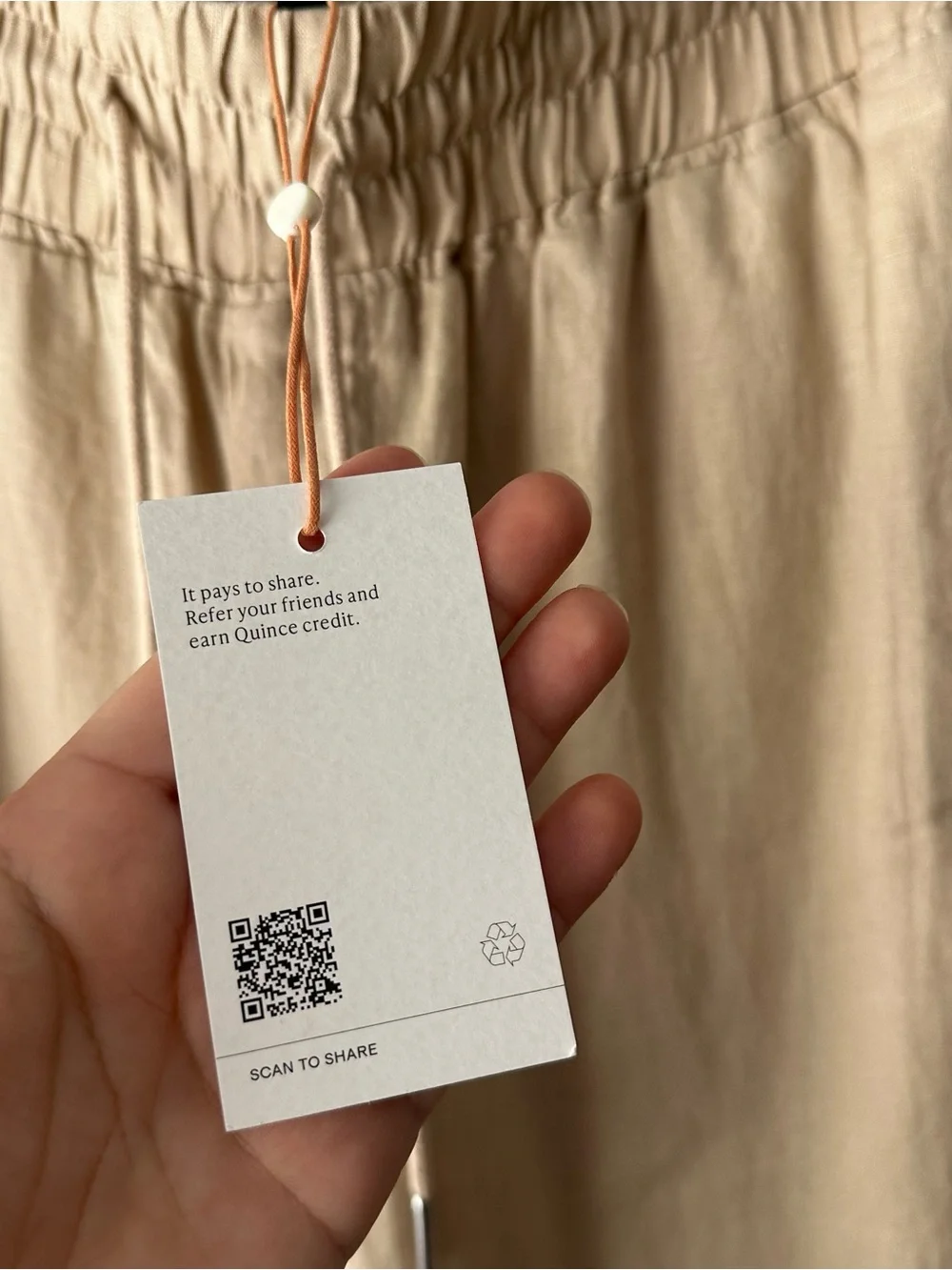 Quince European Linen Wide Leg Pull On Driftwood Tan Pants L New with Tags